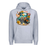 Heather Grey farm truck farm animals Premium Hoodie - FaDigitalArtStudio