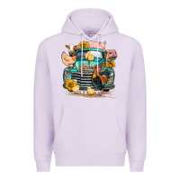 Lilac farm truck farm animals Premium Hoodie - FaDigitalArtStudio