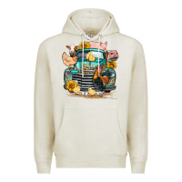 Oatmeal Heather farm truck farm animals Premium Hoodie - FaDigitalArtStudio