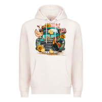 Pale Pink farm truck farm animals Premium Hoodie - FaDigitalArtStudio