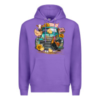 Purple farm truck farm animals Premium Hoodie - FaDigitalArtStudio