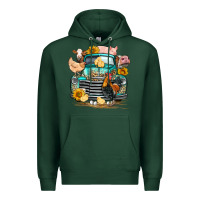Sports Green farm truck farm animals Premium Hoodie - FaDigitalArtStudio