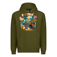 Army Green farm truck farm animals Premium Hoodie - FaDigitalArtStudio