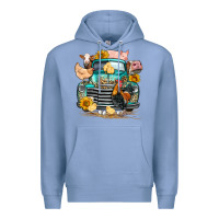 Colony Blue farm truck farm animals Premium Hoodie - FaDigitalArtStudio