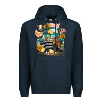 Navy farm truck farm animals Premium Hoodie - FaDigitalArtStudio
