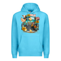 Ocean Blue farm truck farm animals Premium Hoodie - FaDigitalArtStudio
