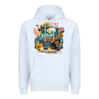 White farm truck farm animals Premium Hoodie - FaDigitalArtStudio