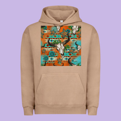 Western Bull Skull Seamless Pattern Urban Hoodie Designed By Hra Design Shop