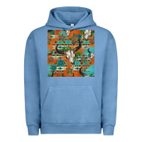 Pigment Pebble Blue western bull skull seamless pattern Urban Hoodie - HRA Design Shop