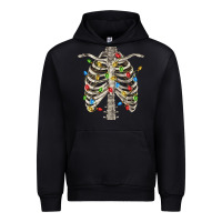 Black Christmas Rib Cage Urban Hoodie - FaDigitalArtStudio