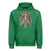 Emerald Christmas Rib Cage Urban Hoodie - FaDigitalArtStudio