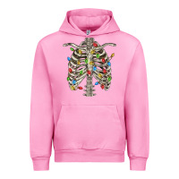 Fuchsia Pink Christmas Rib Cage Urban Hoodie - FaDigitalArtStudio