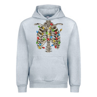Heather Grey Christmas Rib Cage Urban Hoodie - FaDigitalArtStudio