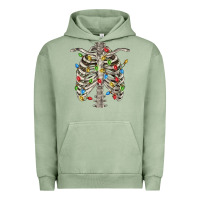 Pigment Oil Green Christmas Rib Cage Urban Hoodie - FaDigitalArtStudio