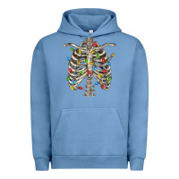 Pigment Pebble Blue Christmas Rib Cage Urban Hoodie - FaDigitalArtStudio