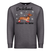 Charcoal Heather dachshund through the snow Premium Sweatshirt - MaliasSmallBusiness