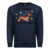 Navy dachshund through the snow Premium Sweatshirt - MaliasSmallBusiness