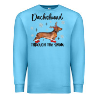 Ocean Blue dachshund through the snow Premium Sweatshirt - MaliasSmallBusiness