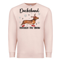 Pale Pink dachshund through the snow Premium Sweatshirt - MaliasSmallBusiness