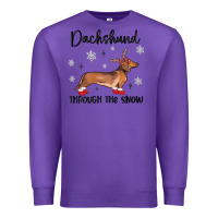 Purple dachshund through the snow Premium Sweatshirt - MaliasSmallBusiness