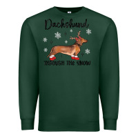 Sports Green dachshund through the snow Premium Sweatshirt - MaliasSmallBusiness