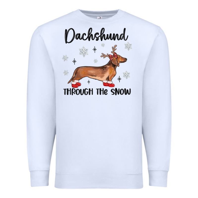 Dachshund Through The Snow Premium Sweatshirt by MaliasSmallBusiness | Teevron
