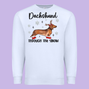 Dachshund Through The Snow Premium Sweatshirt Designed By Maliassmallbusiness