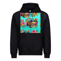 Black floral hippie truck seamless pattern Urban Hoodie - HRA Design Shop