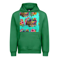 Emerald floral hippie truck seamless pattern Urban Hoodie - HRA Design Shop