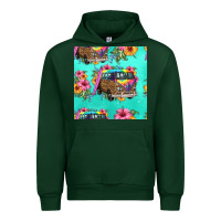 Forest Green floral hippie truck seamless pattern Urban Hoodie - HRA Design Shop