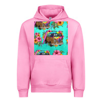 Fuchsia Pink floral hippie truck seamless pattern Urban Hoodie - HRA Design Shop
