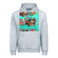 Heather Grey floral hippie truck seamless pattern Urban Hoodie - HRA Design Shop