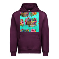 Mauve Wine floral hippie truck seamless pattern Urban Hoodie - HRA Design Shop