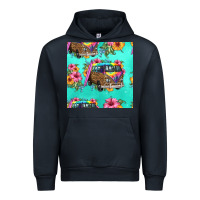 Navy floral hippie truck seamless pattern Urban Hoodie - HRA Design Shop