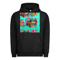 Pigment Black floral hippie truck seamless pattern Urban Hoodie - HRA Design Shop