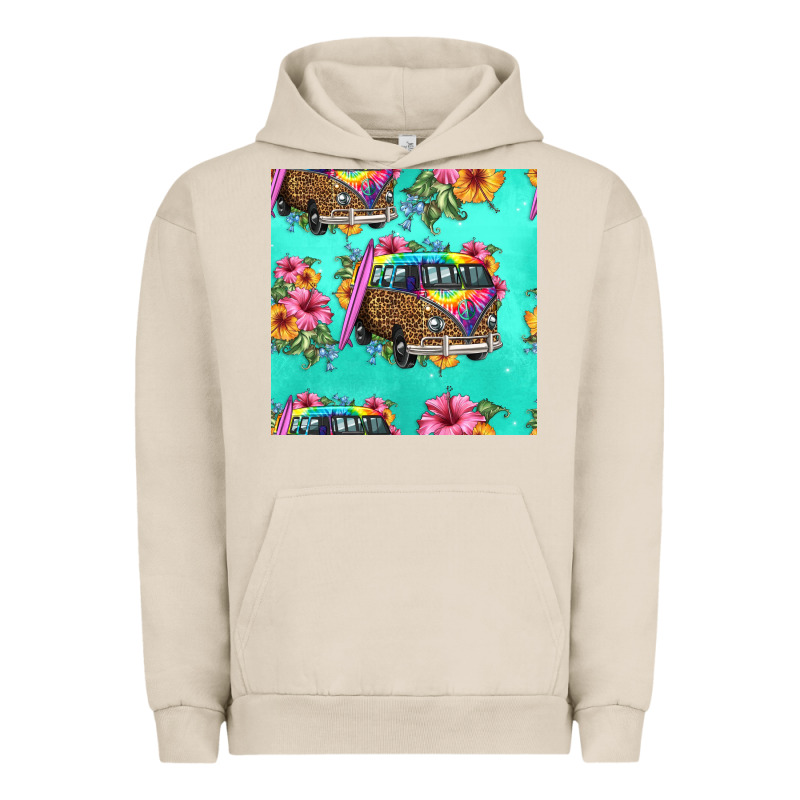 Floral Hippie Truck Seamless Pattern Urban Hoodie by HRA Design Shop | Teevron