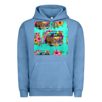 Pigment Pebble Blue floral hippie truck seamless pattern Urban Hoodie - HRA Design Shop