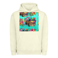 Pigment Pistachio floral hippie truck seamless pattern Urban Hoodie - HRA Design Shop