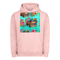 Pigment Salmon floral hippie truck seamless pattern Urban Hoodie - HRA Design Shop