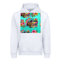 White floral hippie truck seamless pattern Urban Hoodie - HRA Design Shop