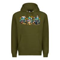 Army Green western farm trucks farm animals Premium Hoodie - FaDigitalArtStudio