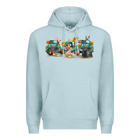 Blue Mist western farm trucks farm animals Premium Hoodie - FaDigitalArtStudio