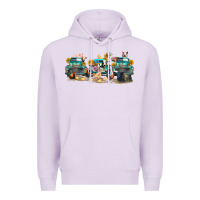 Lilac western farm trucks farm animals Premium Hoodie - FaDigitalArtStudio