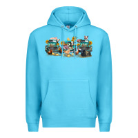 Ocean Blue western farm trucks farm animals Premium Hoodie - FaDigitalArtStudio