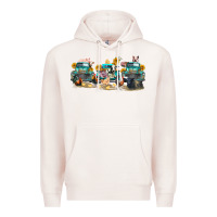 Pale Pink western farm trucks farm animals Premium Hoodie - FaDigitalArtStudio
