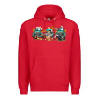 Red western farm trucks farm animals Premium Hoodie - FaDigitalArtStudio