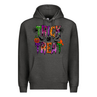 Charcoal Heather trick or treat Premium Hoodie - RacoonDesign