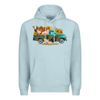 Blue Mist western farm truck farm animals Premium Hoodie - FaDigitalArtStudio