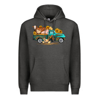 Charcoal Heather western farm truck farm animals Premium Hoodie - FaDigitalArtStudio