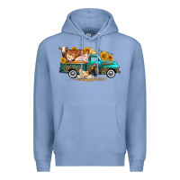 Colony Blue western farm truck farm animals Premium Hoodie - FaDigitalArtStudio